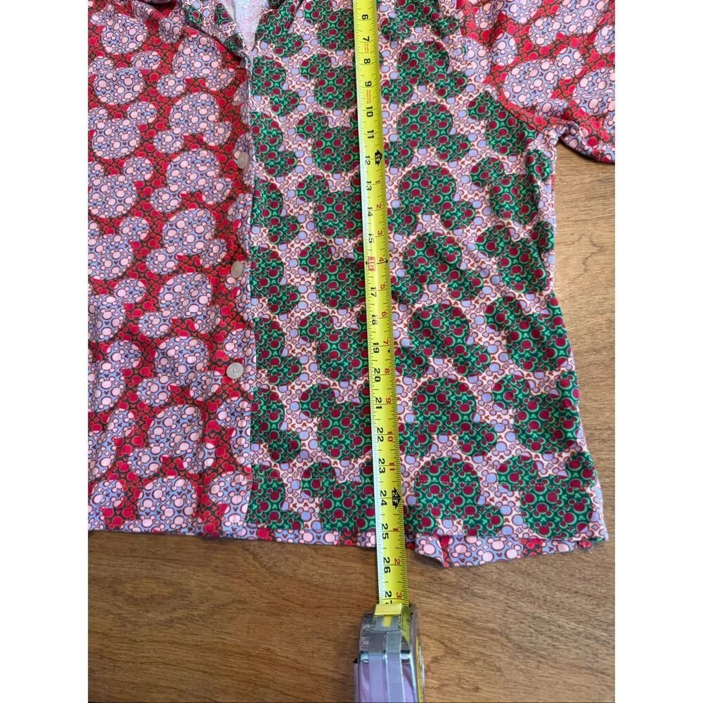 Disney Vera Bradley Womens Mickey Mouse Button-Down Pajama Shirt Red Green Large - Picture 9 of 9